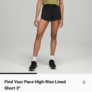Lululemon find your pace black shorts!